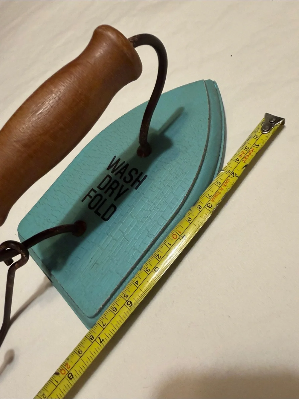 Hobby Lobby Turquoise 'Wash Dry Fold' Decorative Hook with Wood Handle